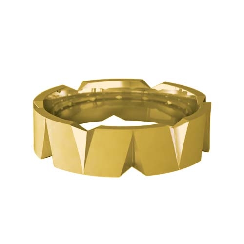 Patterned Designer Yellow Gold Wedding Ring - Roce